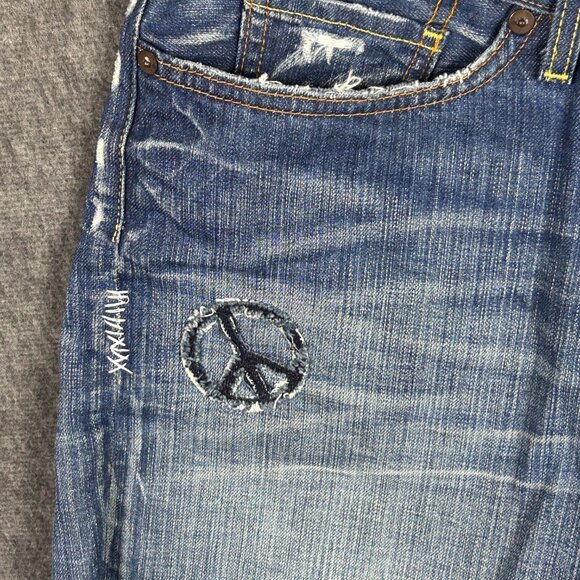 Lucky Brand Shorts Womens 18/34 Riley Legend Distressed USA Patch Peace Flag - Picture 11 of 16